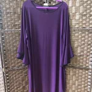 Tiana B. Plum Purple Dress with Trumpet Sleeves
